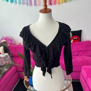 Vintage Betsey Johnson Cropped Ruffled Cardigan